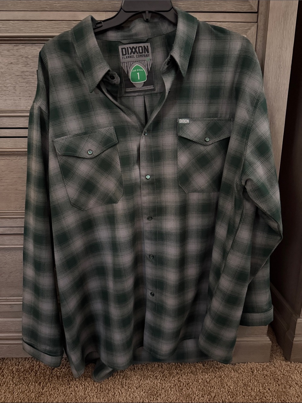 DIXXON Green Plaid Button-Down Flannel Shirt